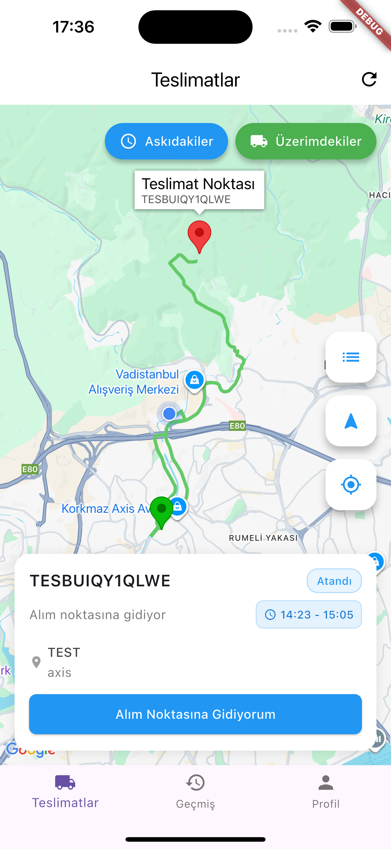 Mobil uygulama ana ekranı