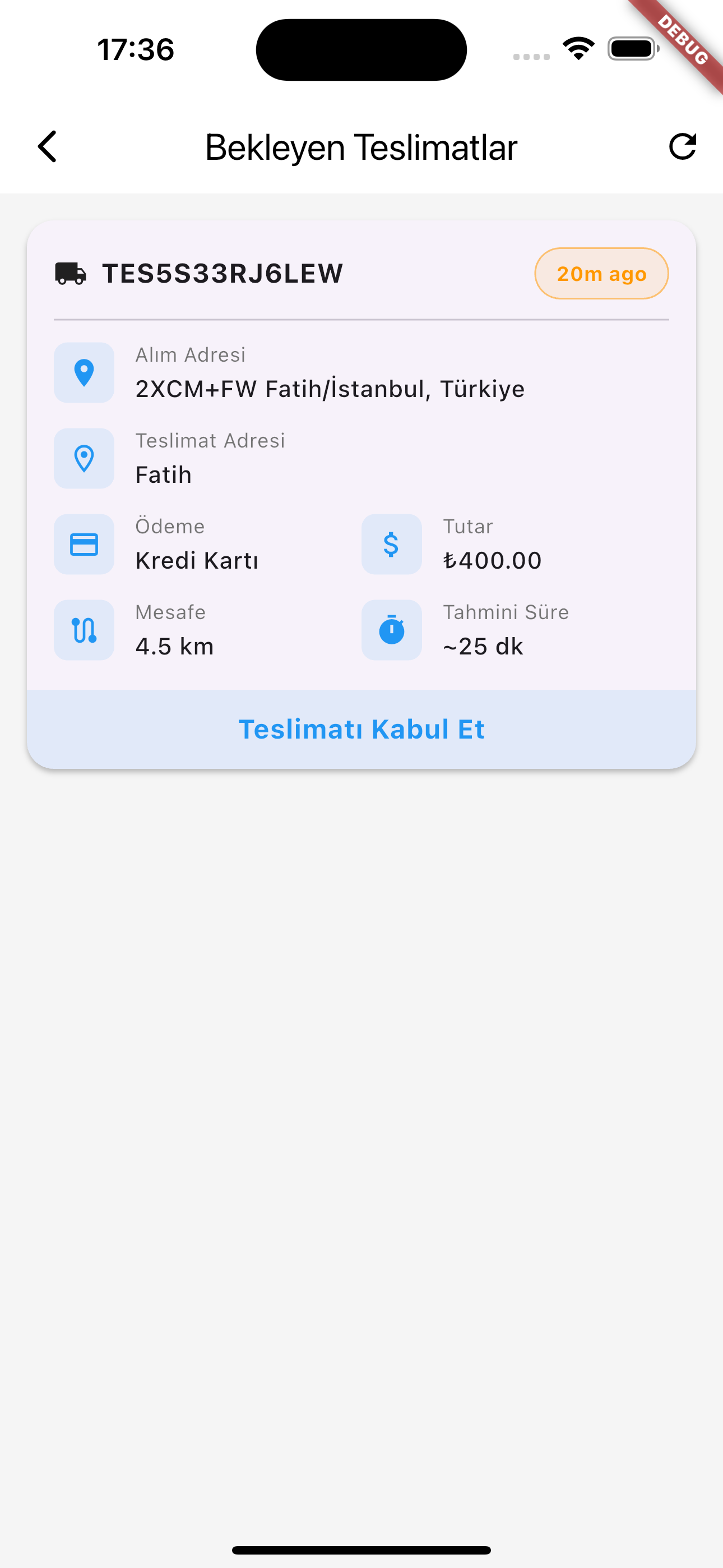 Mobil uygulama ana ekranı