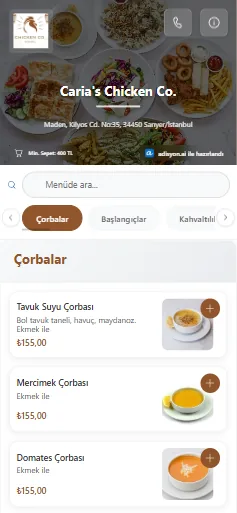 Yapay zeka restoran asistanı ekran görüntüsü