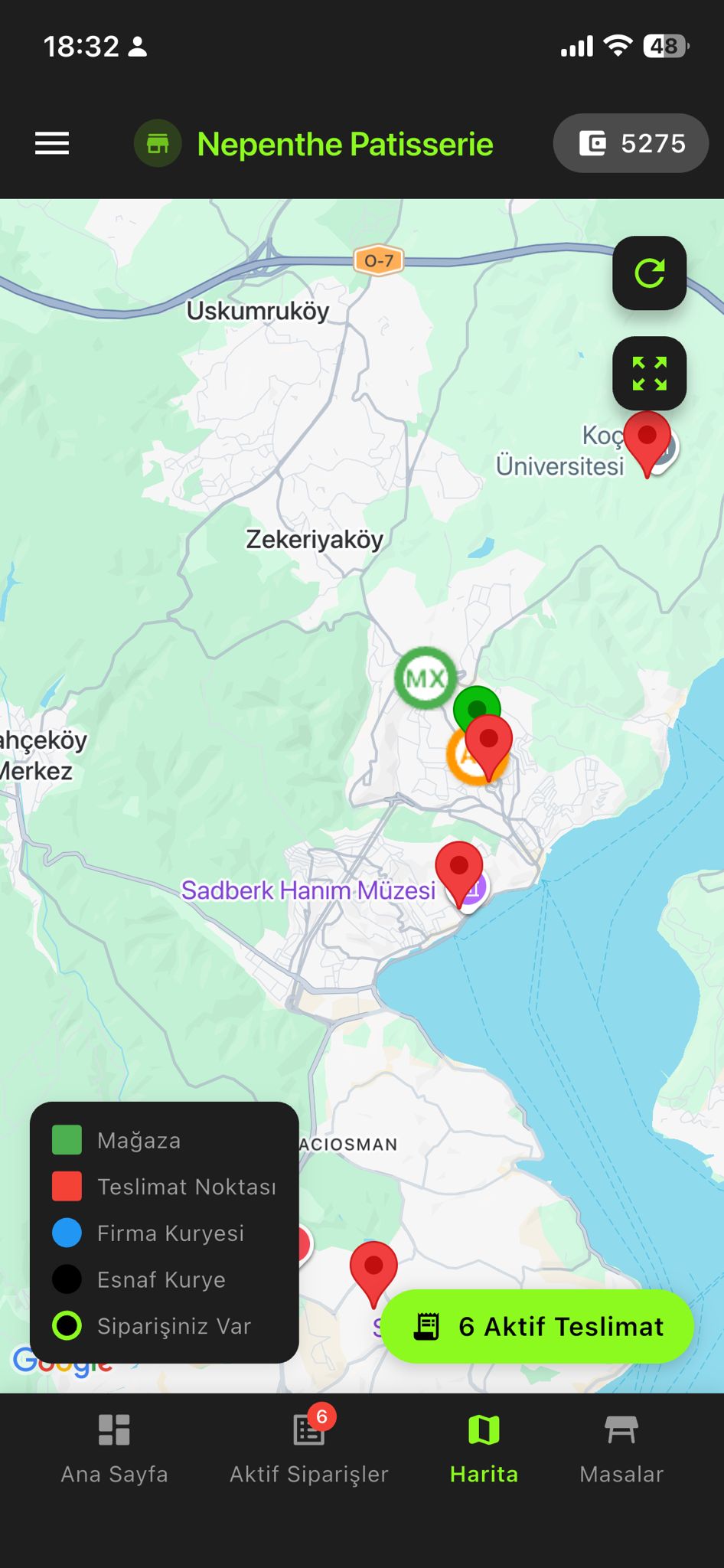 Kurye mobil takip ekranı